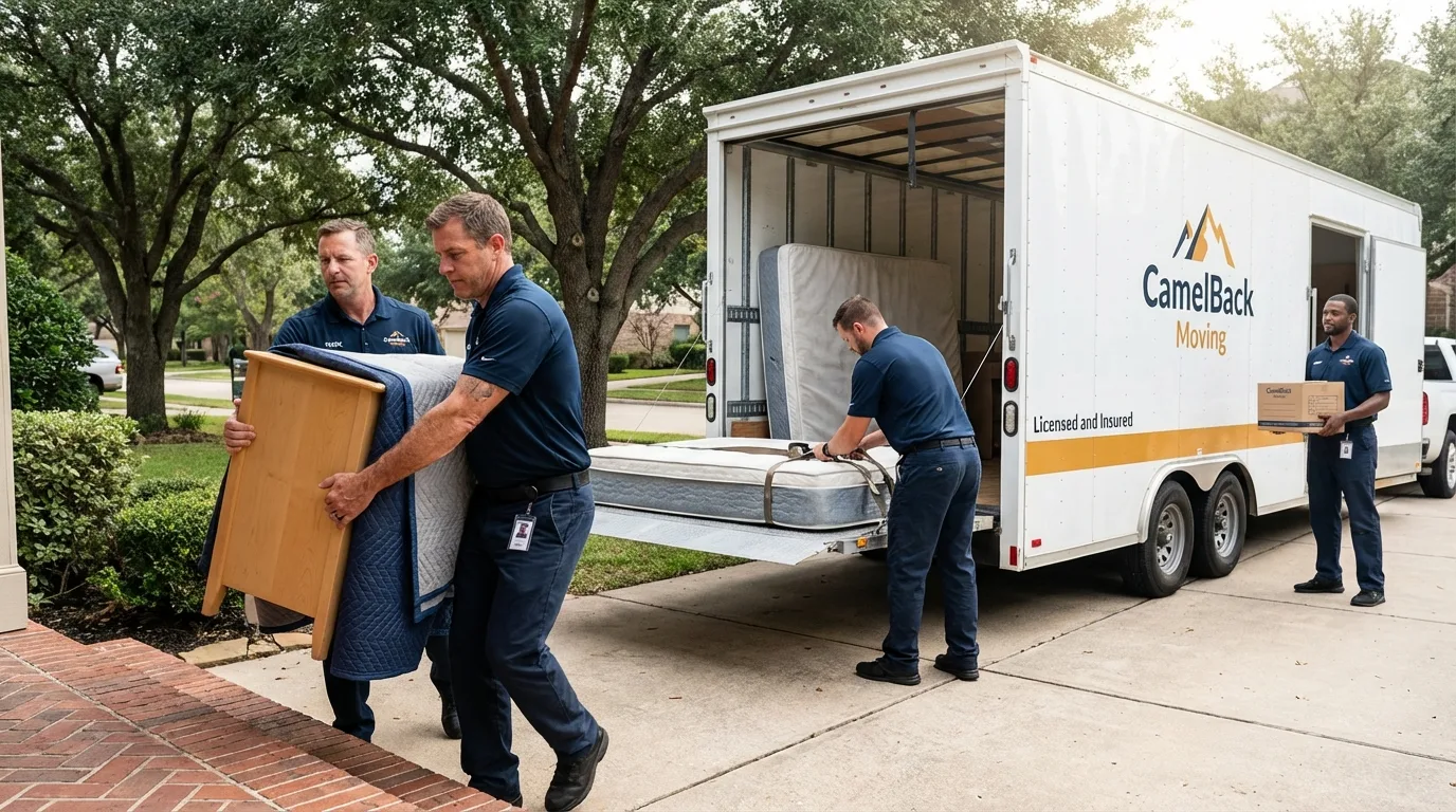 Crew loading residential truck for cross-state move from Carrollton, AL