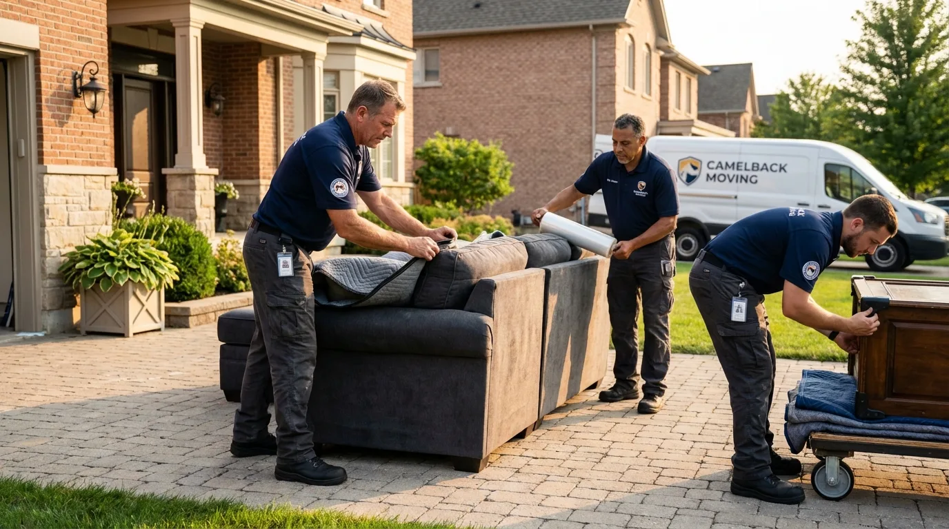 Large estate moving crew wrapping furniture in Carrollton, AL