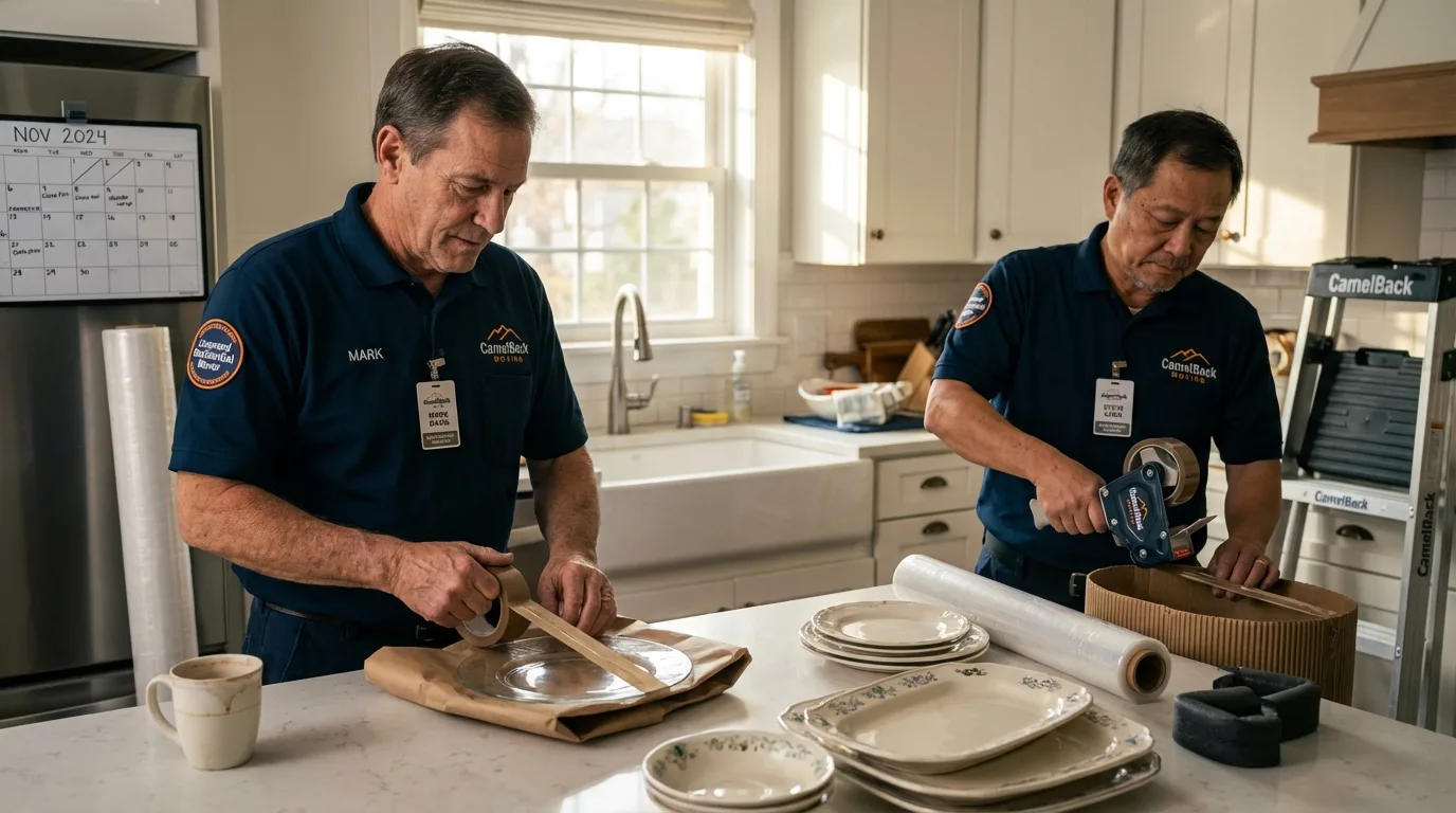 Professional crew packing kitchen dishware in Carrollton, AL